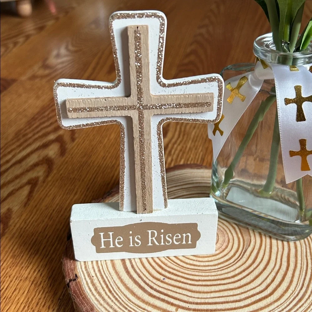 Decorative Cross and Floral Arrangement